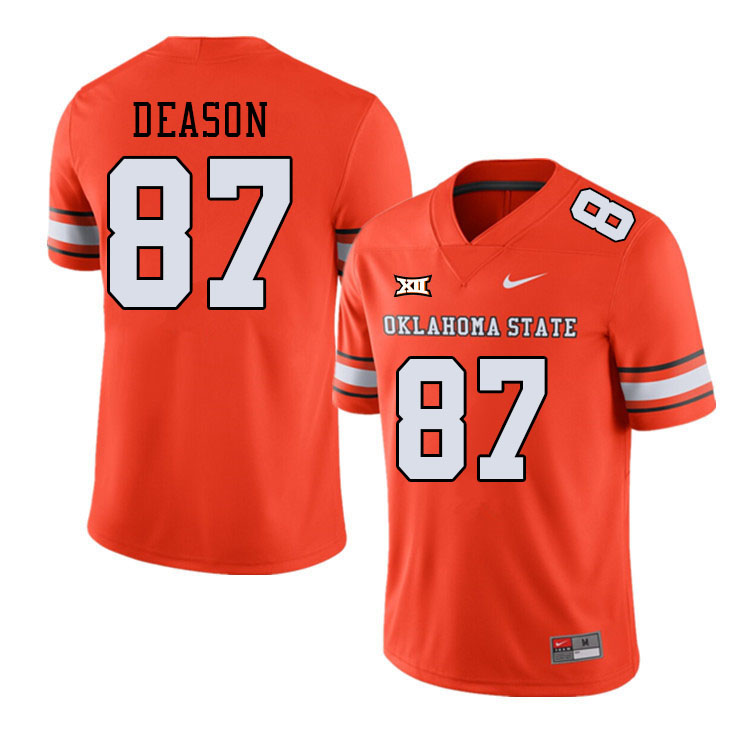 Men #87 Jaxon Deason Oklahoma State Cowboys College Football Jerseys Stitched-Alternate Orange - Click Image to Close